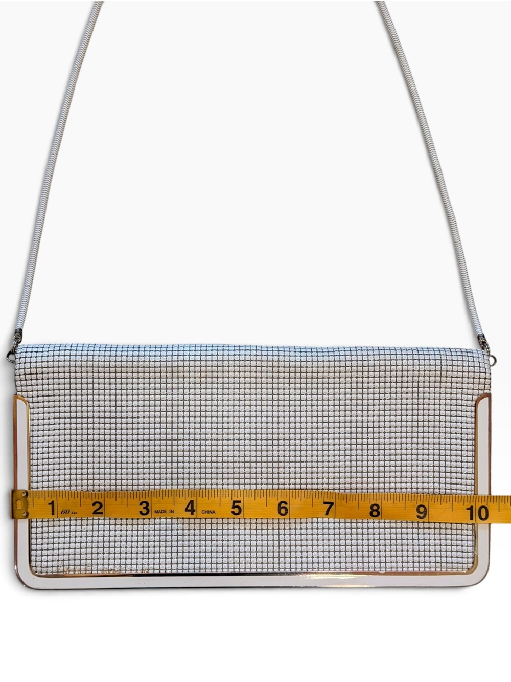 Vintage Glomesh White Tiles Silver Mesh Convertible Clutch / Shoulder Bag - Picture 11 of 13
